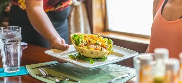 A meal is served at Turneffe Island Resort